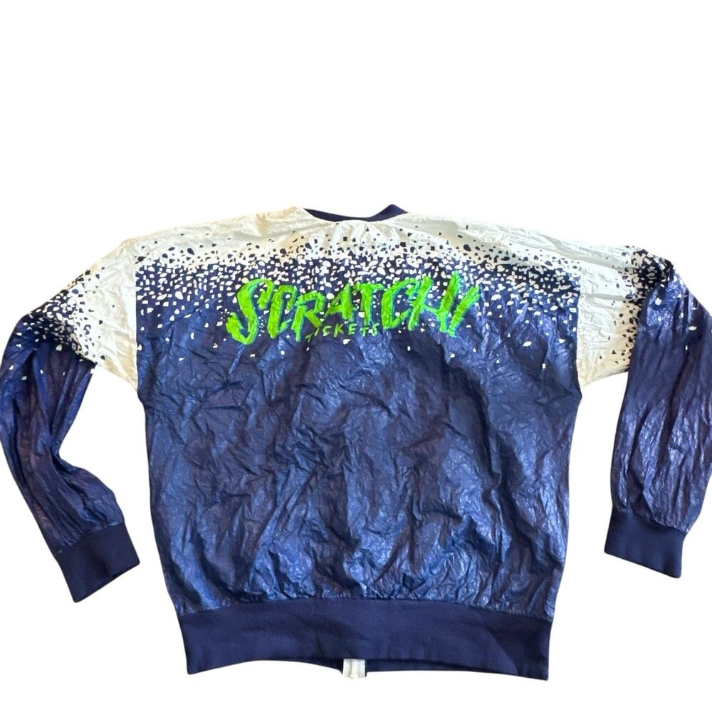 Vintage LESLIE JORDAN Scratch Tickets zip jacket Size: XL White And Blue Mens